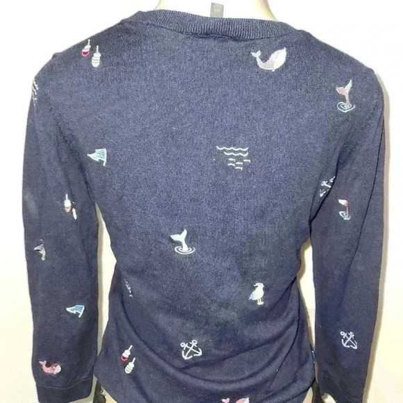 Talbots Three-Quarter-Sleeve Nautical Embroidered Sweater Size XS - Picture 3 of 4
